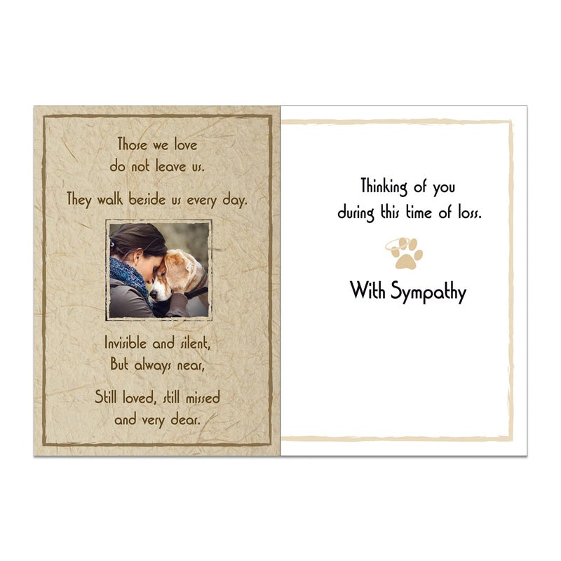 Dog Speak Pet Sympathy Card â€“ â€œThose We Love Do Not Leave Us. They Walk Beside Us Every Dayâ€ â€“ Loss of Pet Remembrance and Comfort Card with Envelope, 4.75" x 6.75" - Image 2